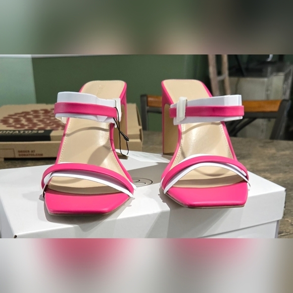 The Drop Avery Square Toe Two Strap High Heeled Sandal #780 - Picture 7 of 16